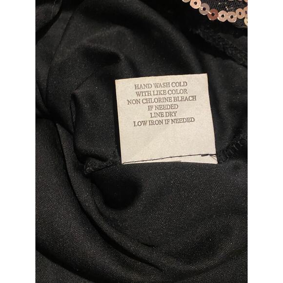 Crystal Doll Sequin Bodycon Mini Dress Small Black Gold Cocktail Party Glam NYE - Picture 12 of 15